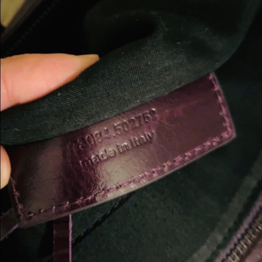 AUTH. BALENCIAGA Purple Papier Leather Large Tote Bag w Mirror RARE GORGEOUS! - Picture 3 of 5